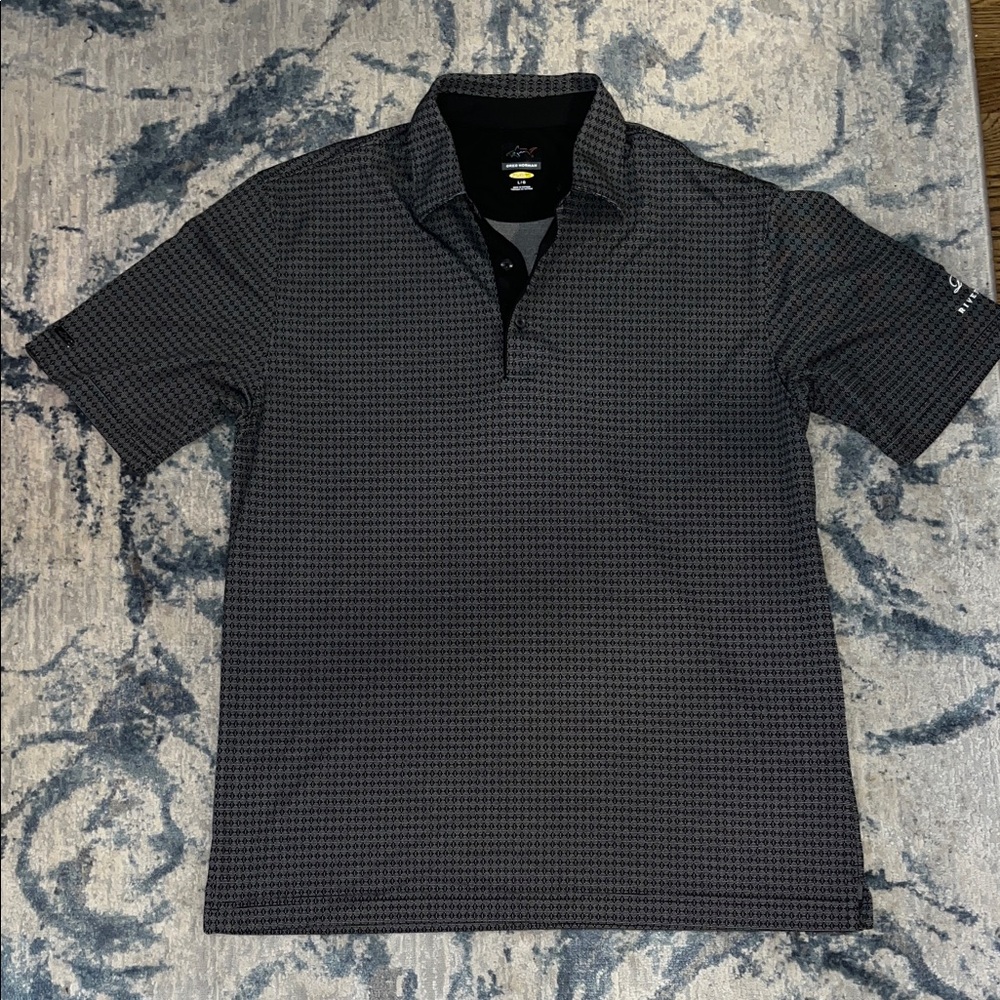 Greg Norman Collection Black Textured Polo Shirt